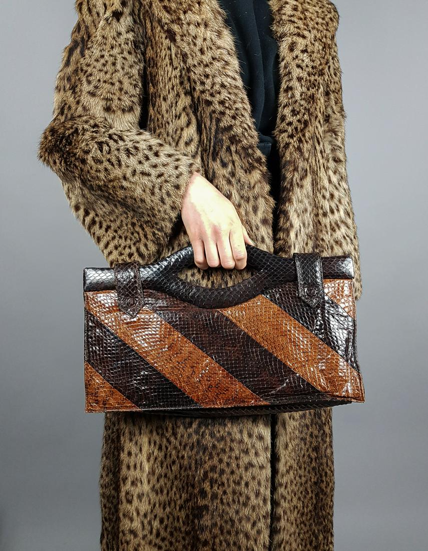 TWO TONE BROWN SNAKE SKIN BAG (1 of 5)