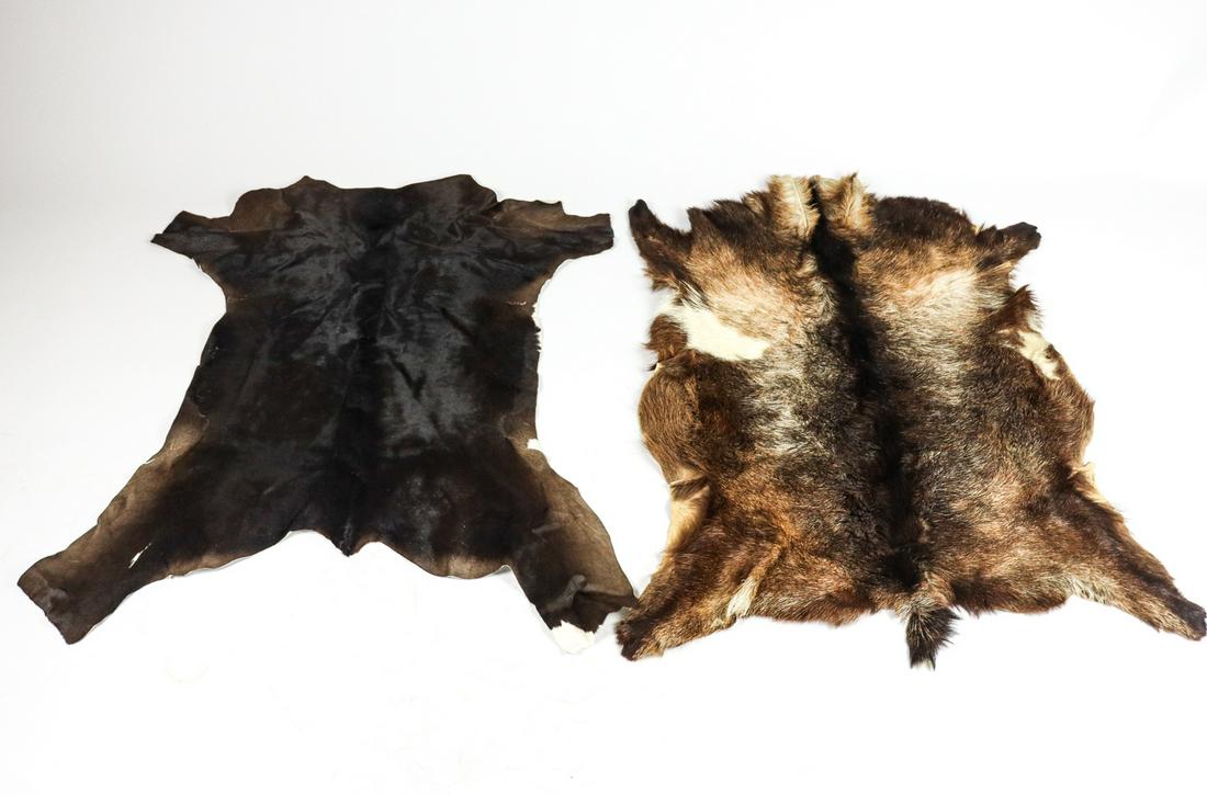 SET OF 2 GOAT HIDE CARPETS (1 of 6)