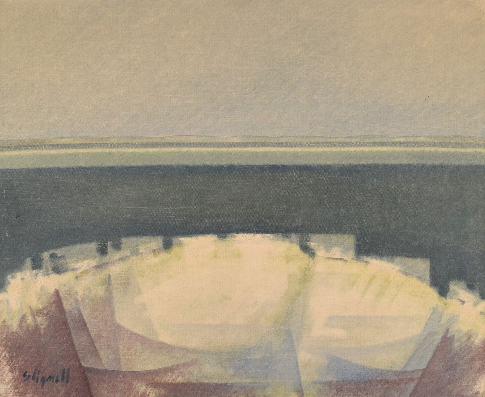 Sven Lignell. Swedish artist born 1927. Oil on canvas. Modernist landscape. 1960's. (1 of 7)