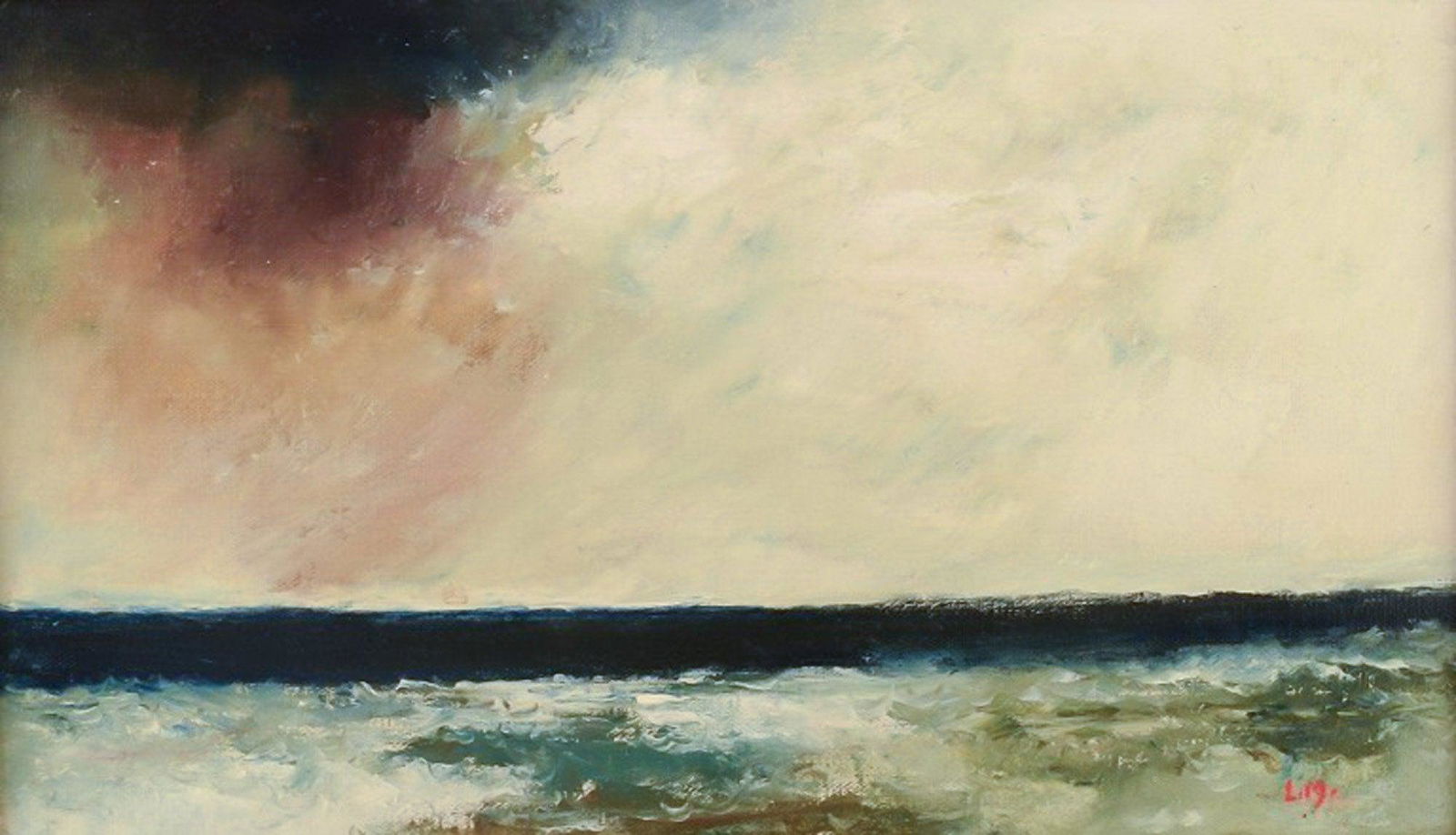 Lennart Malmström, Sweden. Oil on canvas. "Blue horizon". Modernist landscape. 1960 / 70's.: Lennart Malmström, Sweden. Oil on canvas. "Blue horizon". Modernist landscape. 1960 / 70's. The canvas measures: 40 x 23.5 cm. The frame measures: 2 cm. In excellent condition. Signed. Reserve: $