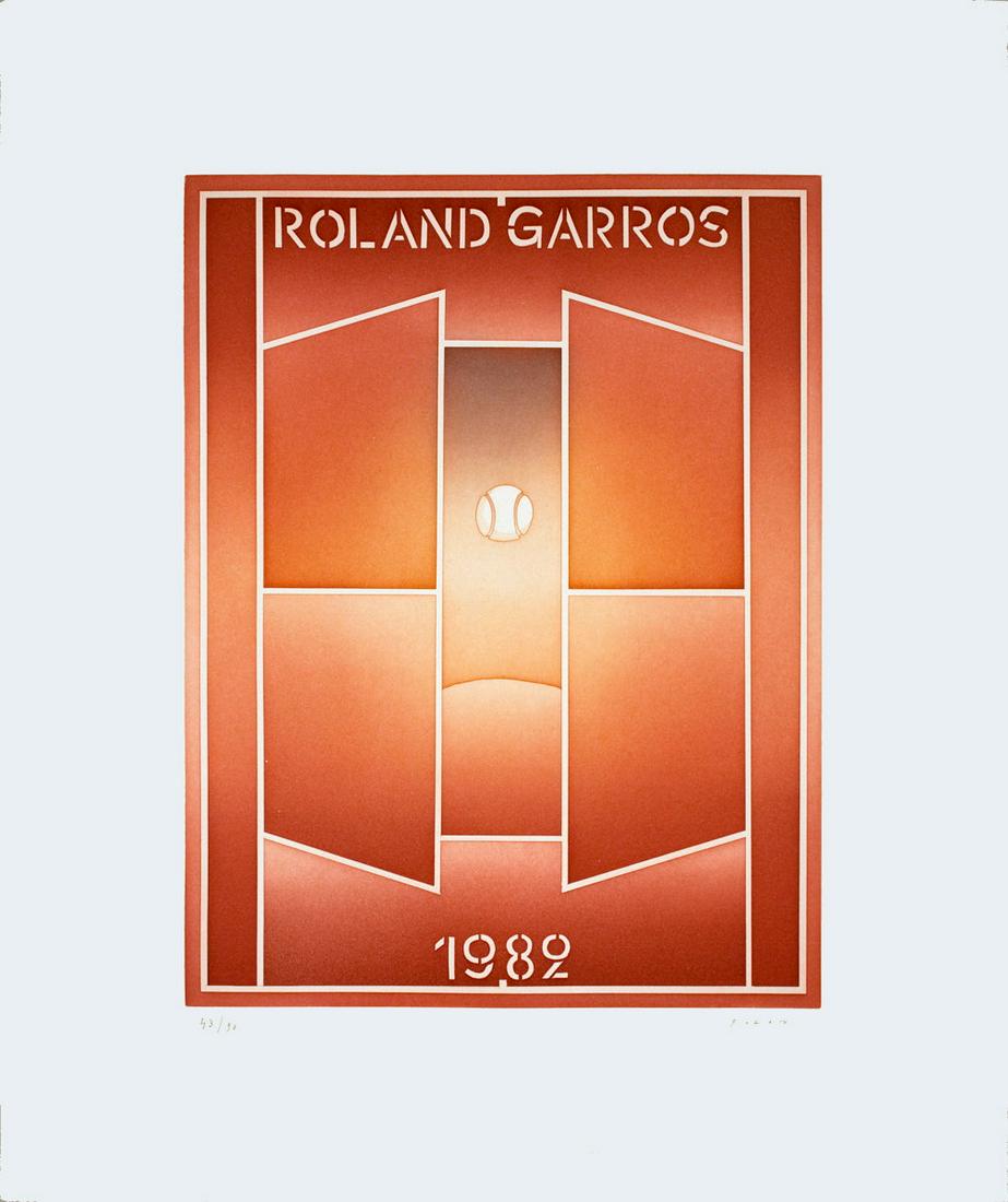 Jean-Michel Folon - Roland Garros French Open - 1982 Etching - SIGNED 23.5" x 19.75" (1 of 1)