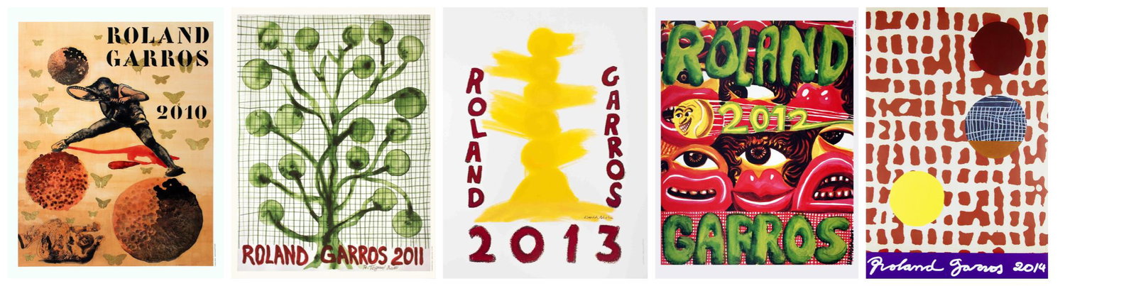 Bundle- 5 Assorted Roland Garros 2010-2014 Official Posters (1 of 6)