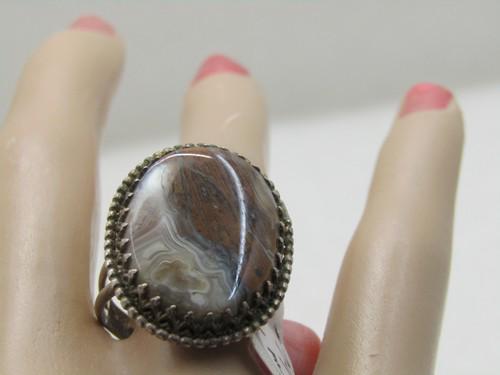 Vintage Sterling Silver Southwestern Agate Ring, Sz. 7.5. (1 of 5)