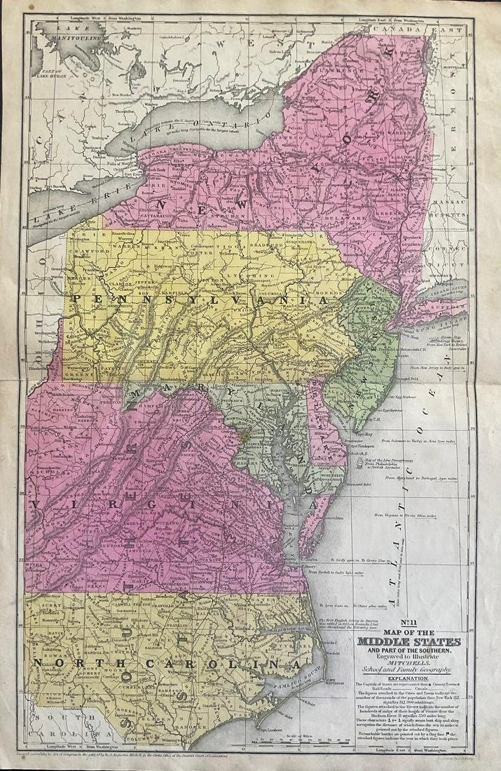 1846 Pre civil war middle states. By Mitchell (1 of 3)