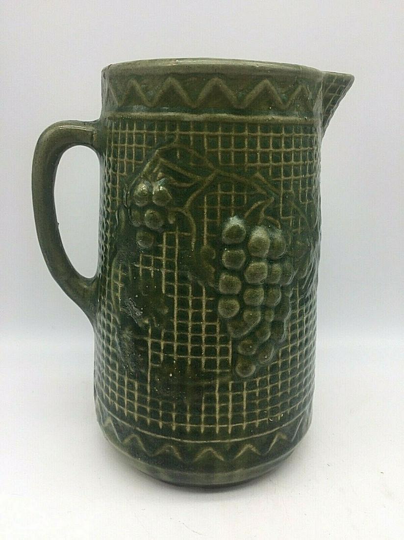 ANTIQUE YELLOWWARE TRELLIS PITCHER (1 of 8)