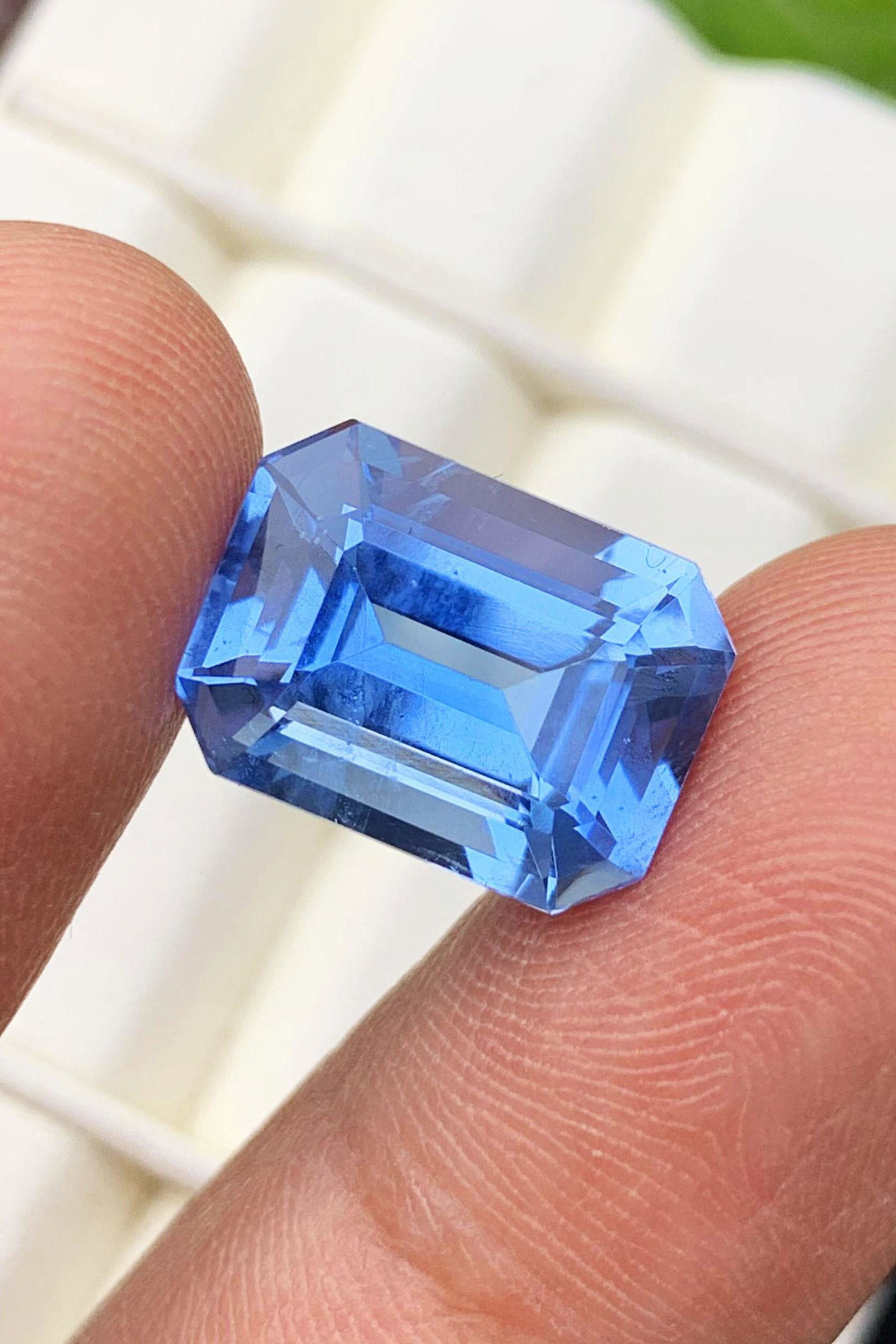 Deep Blue Aquamarine Gemstone, Emerald Cut Excellent Luster, Santa Maria Aquamarine, Eye Clean (1 of 5)