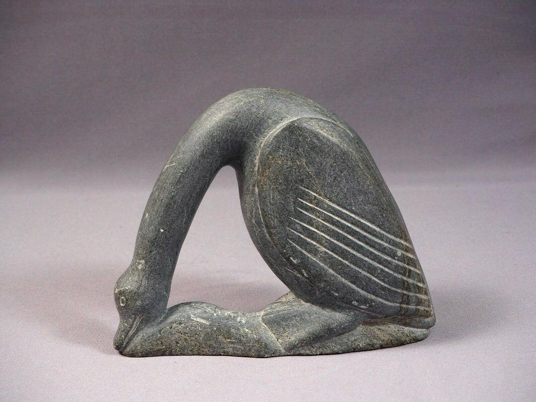 Inuit Eskimo Native American Soapstone Carving Goose duck PETER TUKI (1 of 5)