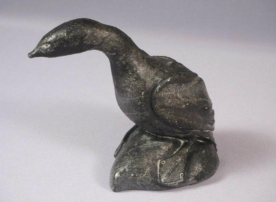 Inuit Eskimo Native American Soapstone Carving Canadian Goose Duck SIGNED (1 of 7)