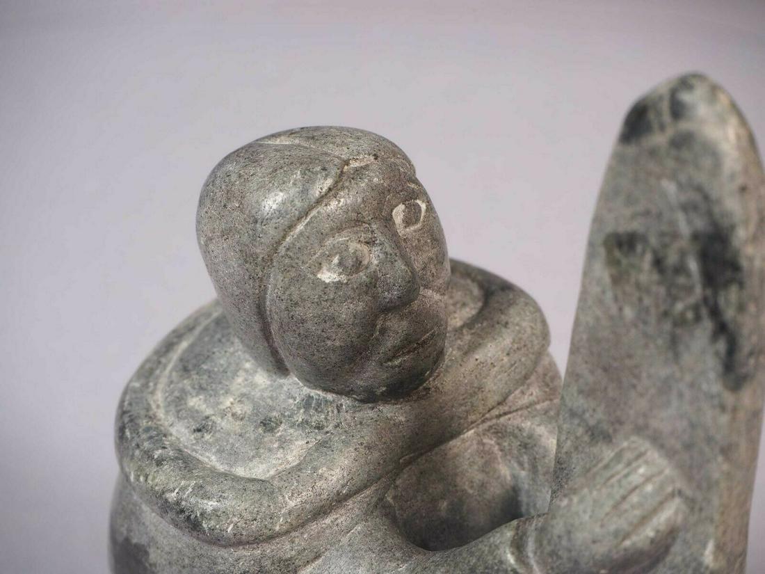 Signed Inuit Native American Soapstone man Hunter Canada SIGNED (1 of 6)
