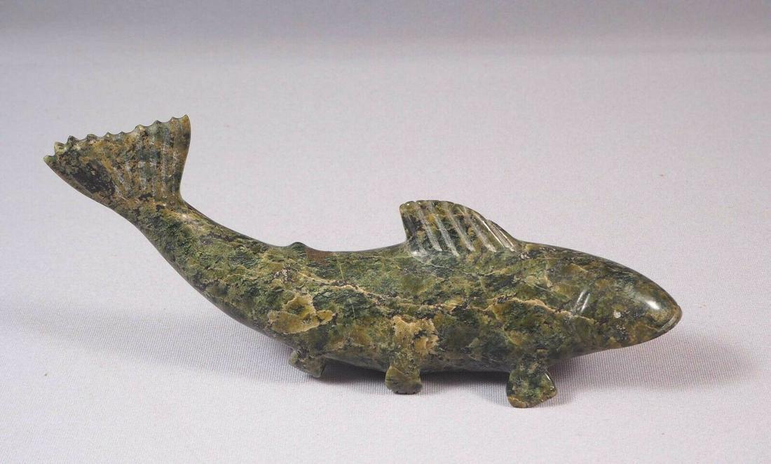 Inuit Native Canada Figurine Fish Soapstone Stone Carved (1 of 6)