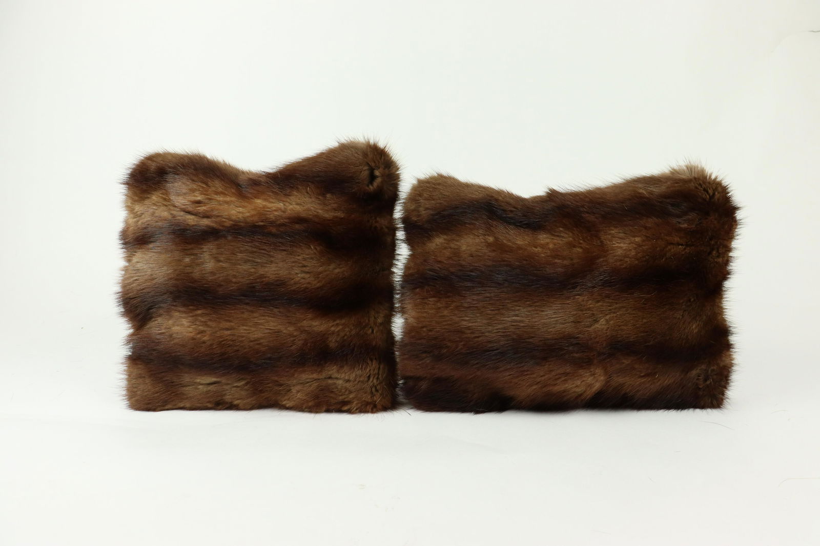 SET OF 2 BROWN MINK FUR PILLOWS (1 of 9)