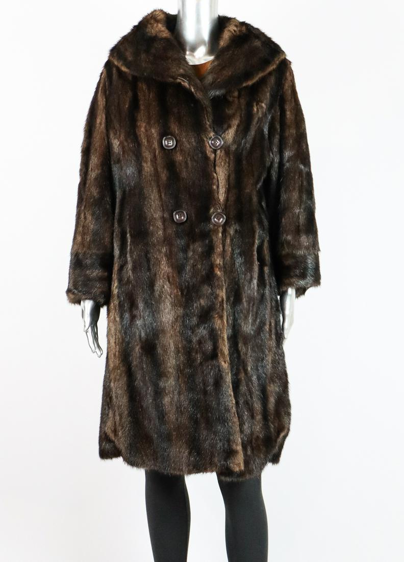 DARK BROWN MUSKRAT FUR COAT EU: M; US: 12 (1 of 9)