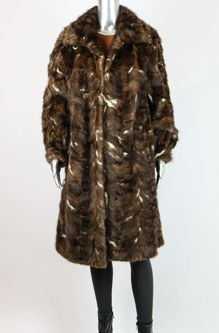 BROWN & BLONDE MINK FUR COAT EU: M; US: 10 (1 of 12)