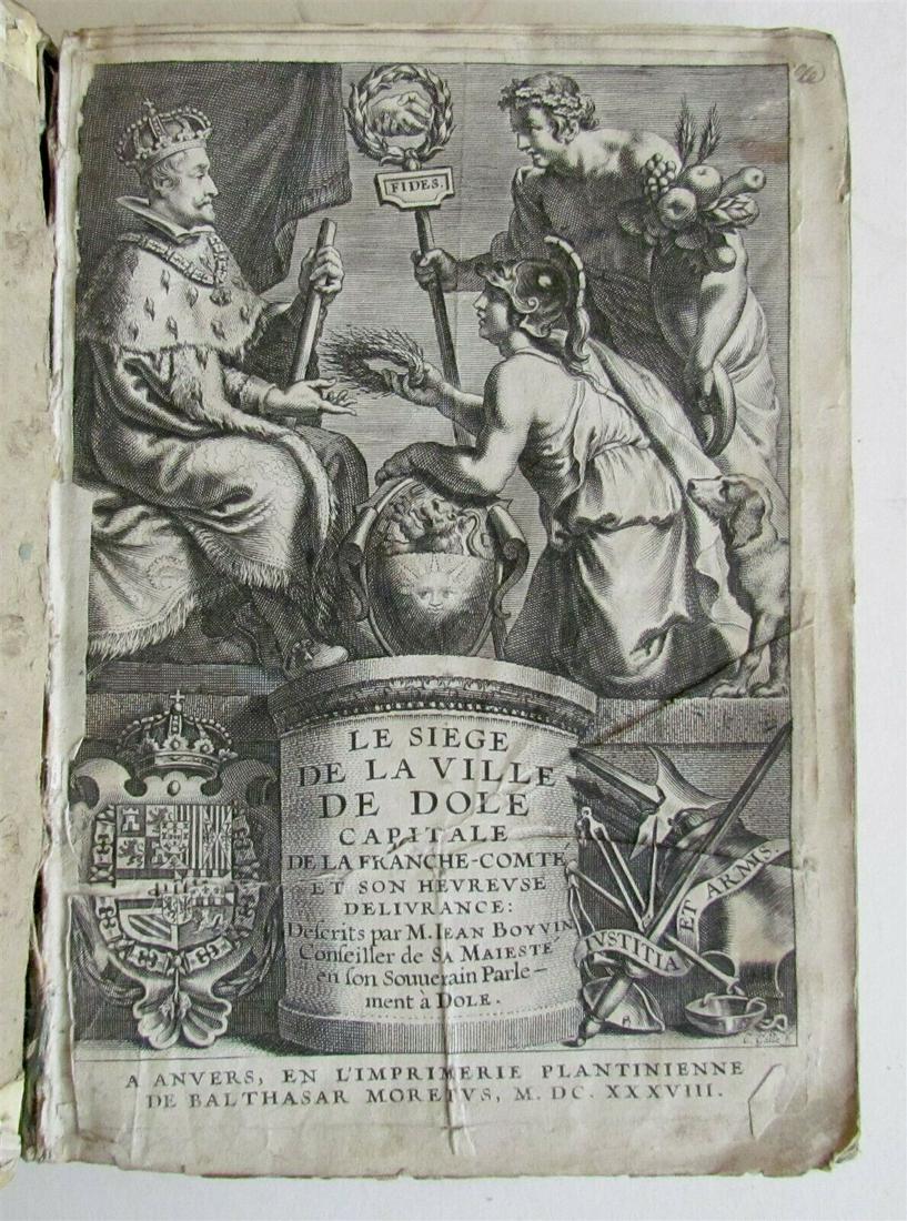 1638 SIEGE DE LA VILLE DE DOLE ANTIQUE VELLUM BINDING ILLUSTRATED w/ PLANS (1 of 9)