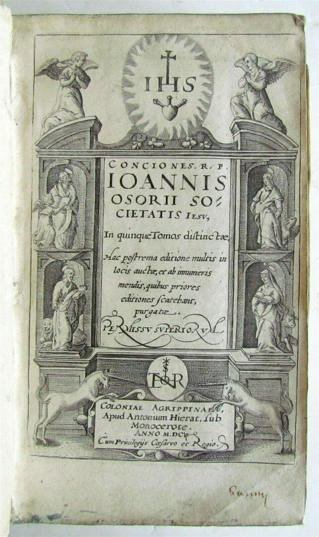 1605 Jesuit OSORIO DE FONSECA VELLUM BOUND antique (1 of 6)