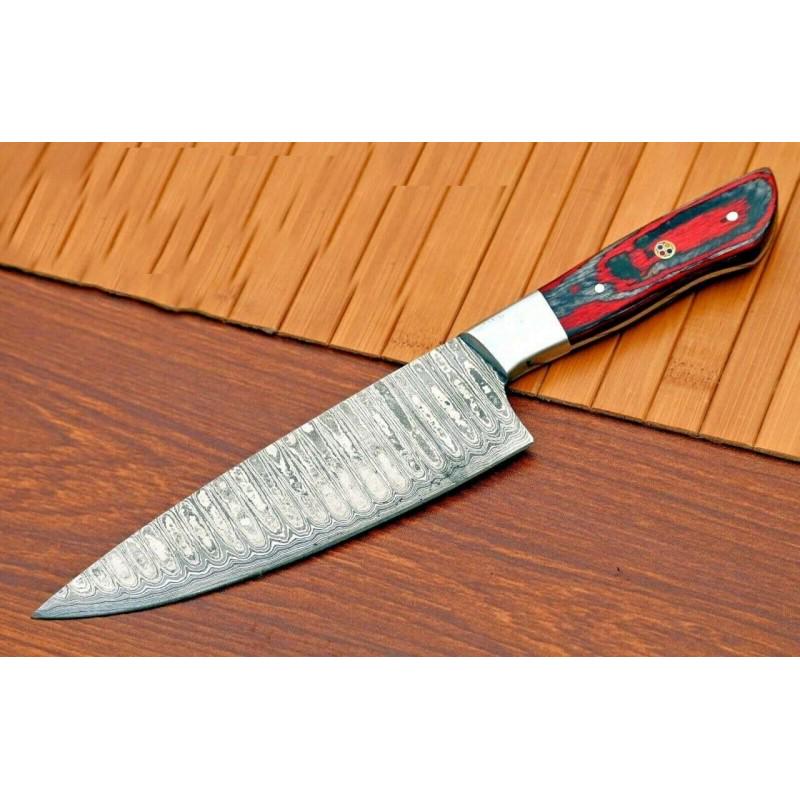 Handmade chef kitchen damascus steel knife hiking work (1 of 4)