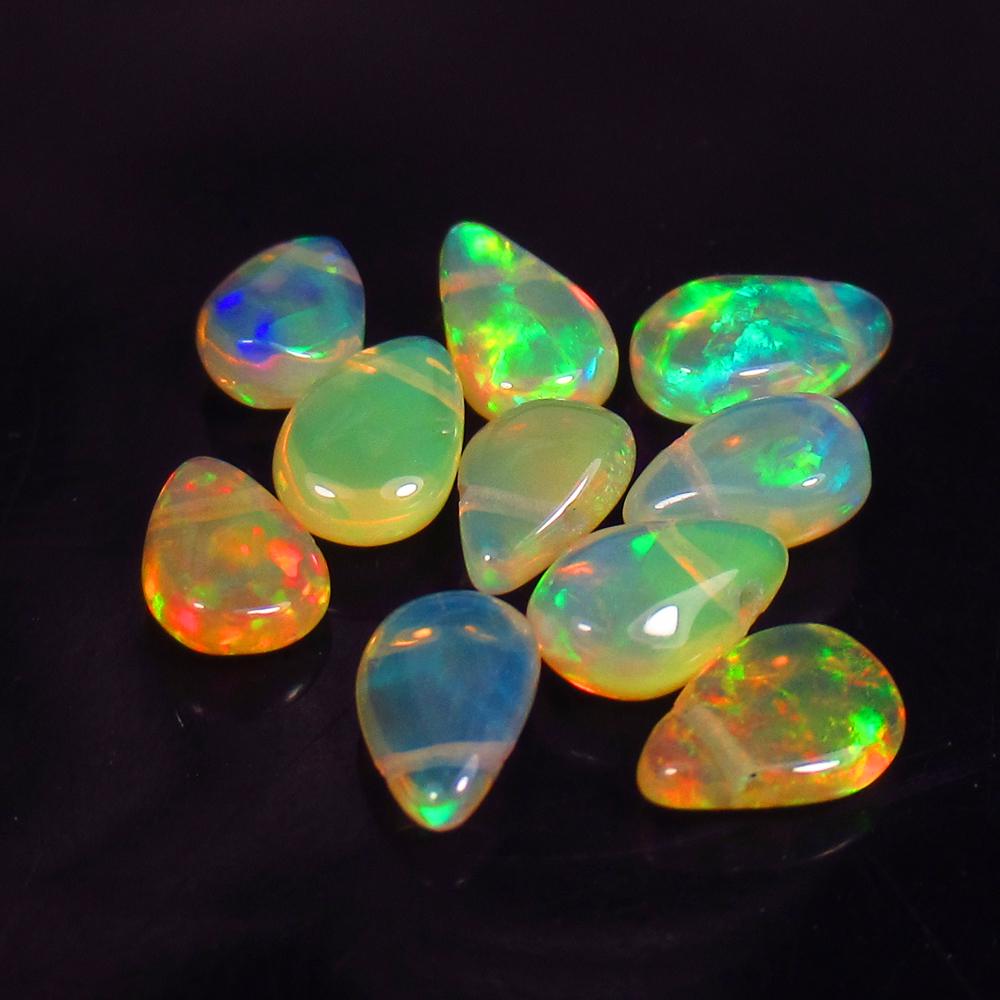 3.27 Ctw Natural 10 Drilled Multi-Color Fire Pear Opal beads (1 of 2)