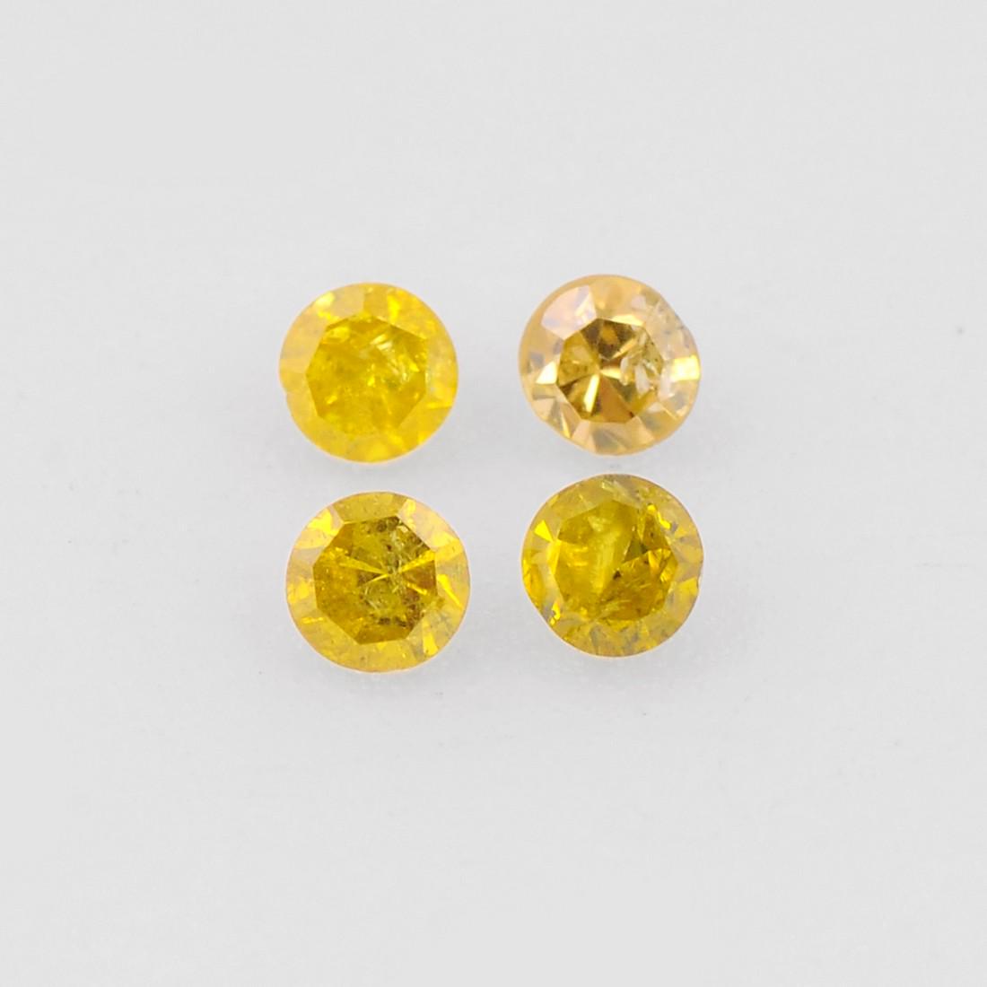 Round Shape Fancy Yellow Color 0.052 Carat Natural Diamond Loose Gemstone 4 Pieces (1 of 7)