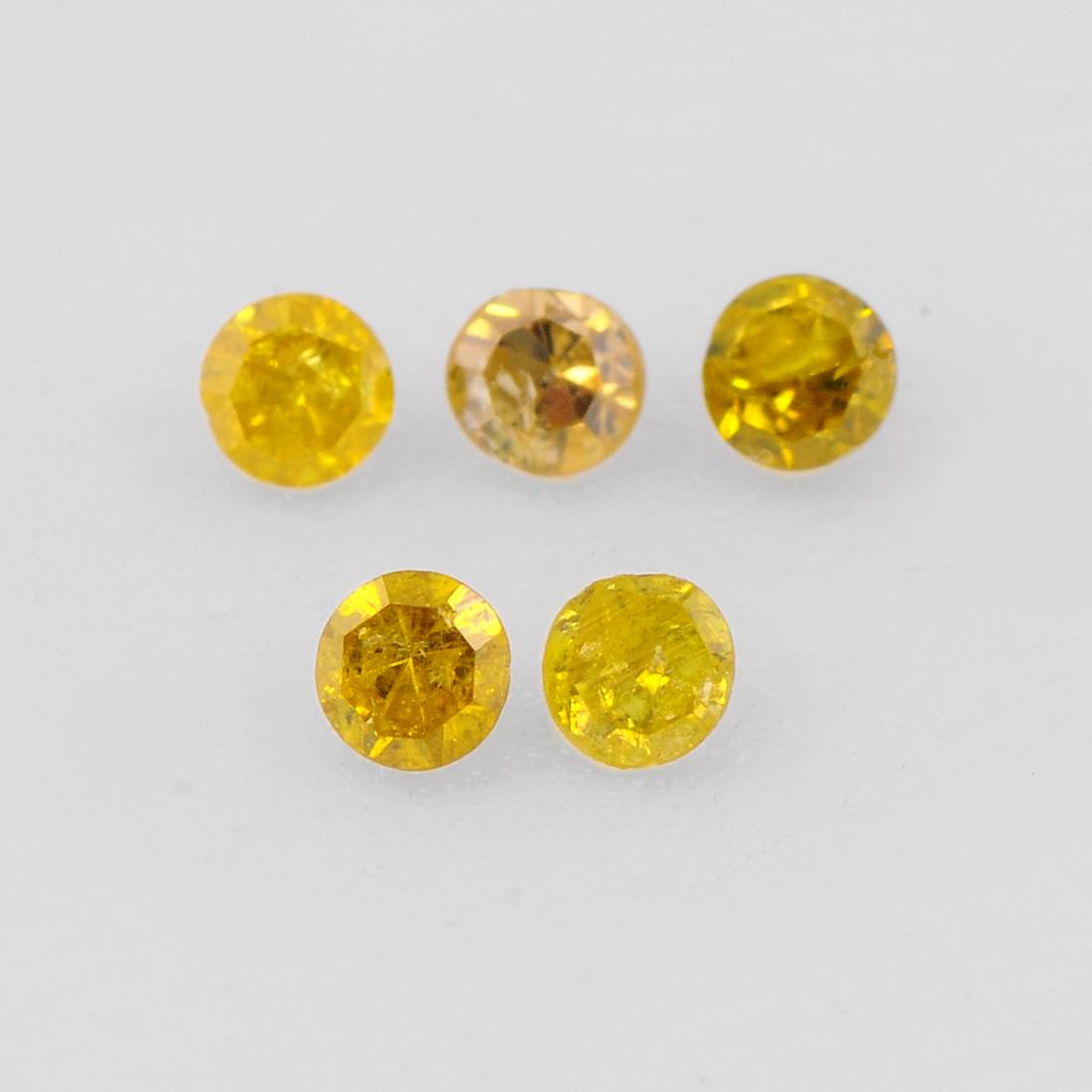 Round Shape Fancy Yellow Color 0.065 Carat Natural Diamond Loose Gemstone 5 Pieces (1 of 7)