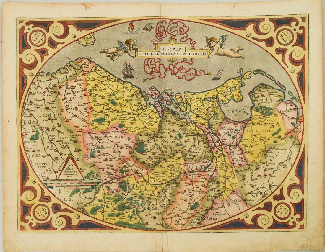 1598 Ortelius Map of the Low Countries -- Descriptio Germaniae Inferioris (1 of 1)