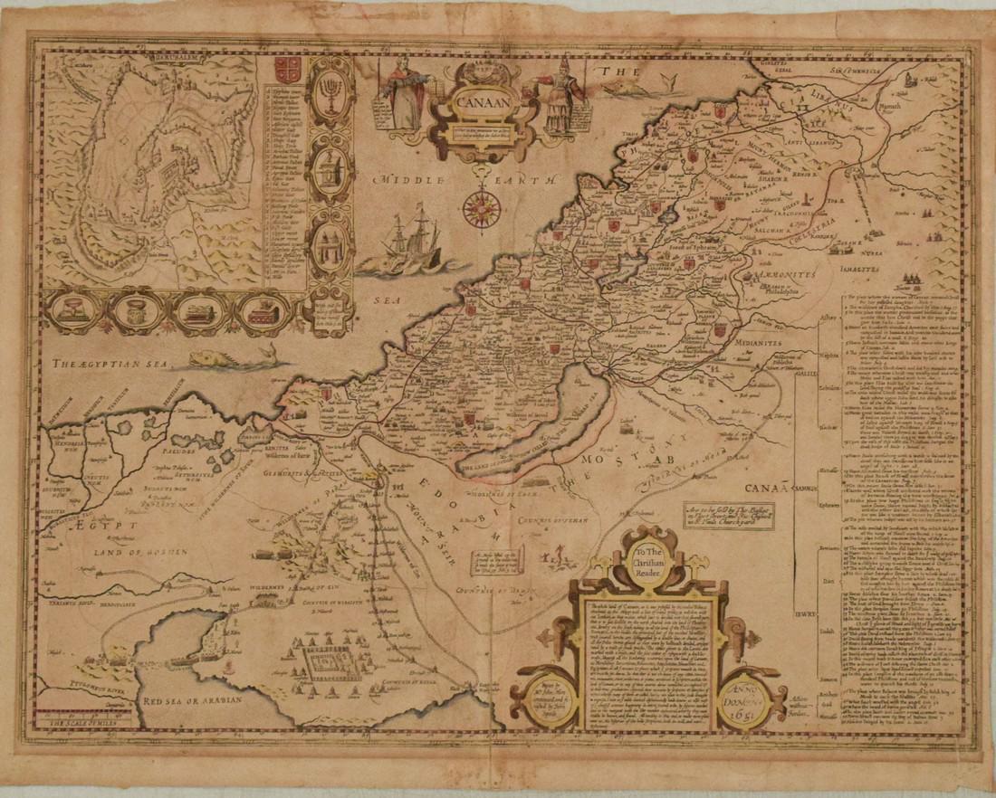 1651 Speed Map of the Holy Land -- Canaan. Begun by Mr. John More Continued and Finished by John (1 of 1)