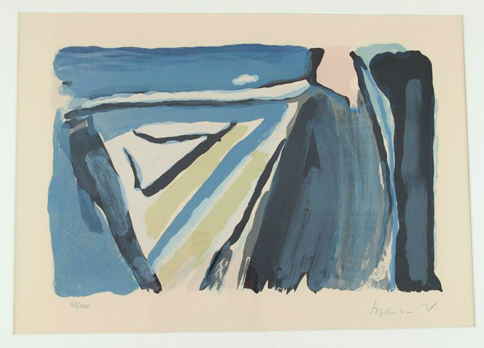 Bram van Velde (1895-1981), Dutch painter. Color lithography in passe partout. Numbered: 48/100. (1 of 6)