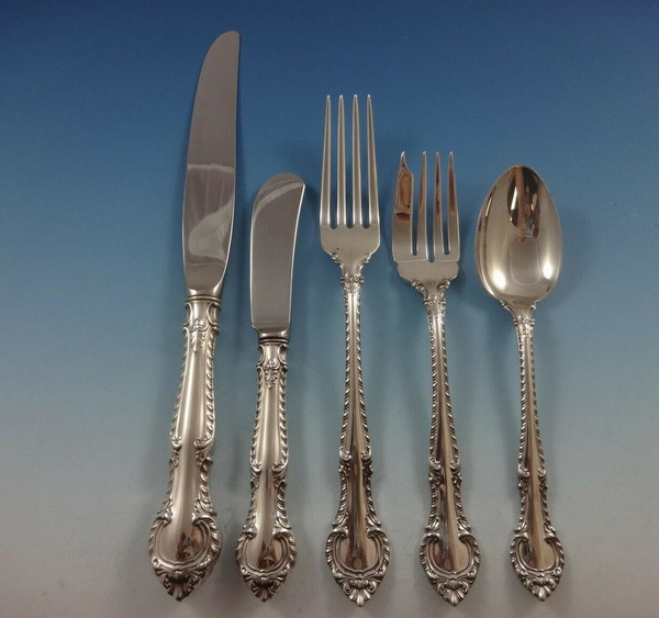 English Gadroon By Gorham Sterling Silver Flatware Set For 8 Service 43