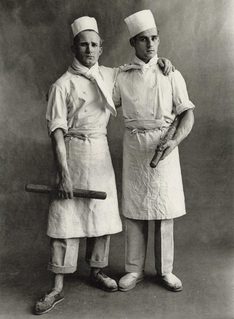 IRVING PENN - Patissiers (Pastry Chefs), Paris, 1950: Artist: Irving Penn Title: Patissiers (Pastry Chefs), Paris, 1950 Medium: Photo Litho, 2017, Italy Dimensions: 7.05x9.55" Description: Heat Wax Mounted on 11x14" Conservation Board Artist Bio: Irving 