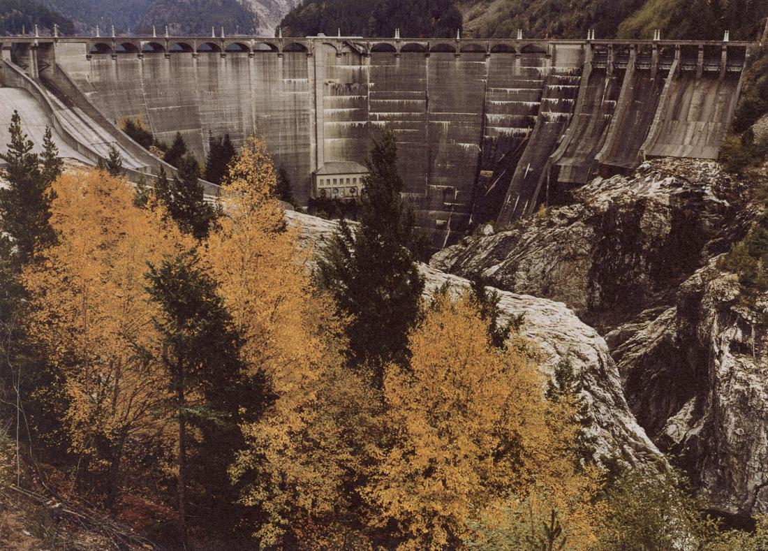 JOHN PFAHL - Diablo Dam, Skagit River, Washington: Artist: John Pfahl Title: Diablo Dam, Skagit River, Washington, 1982 Medium: Photo Litho, 2000, Germany Dimensions: 6.95x5" Description: Heat Wax Mounted on 8.5x11" Conservation Board Artist Bio: John