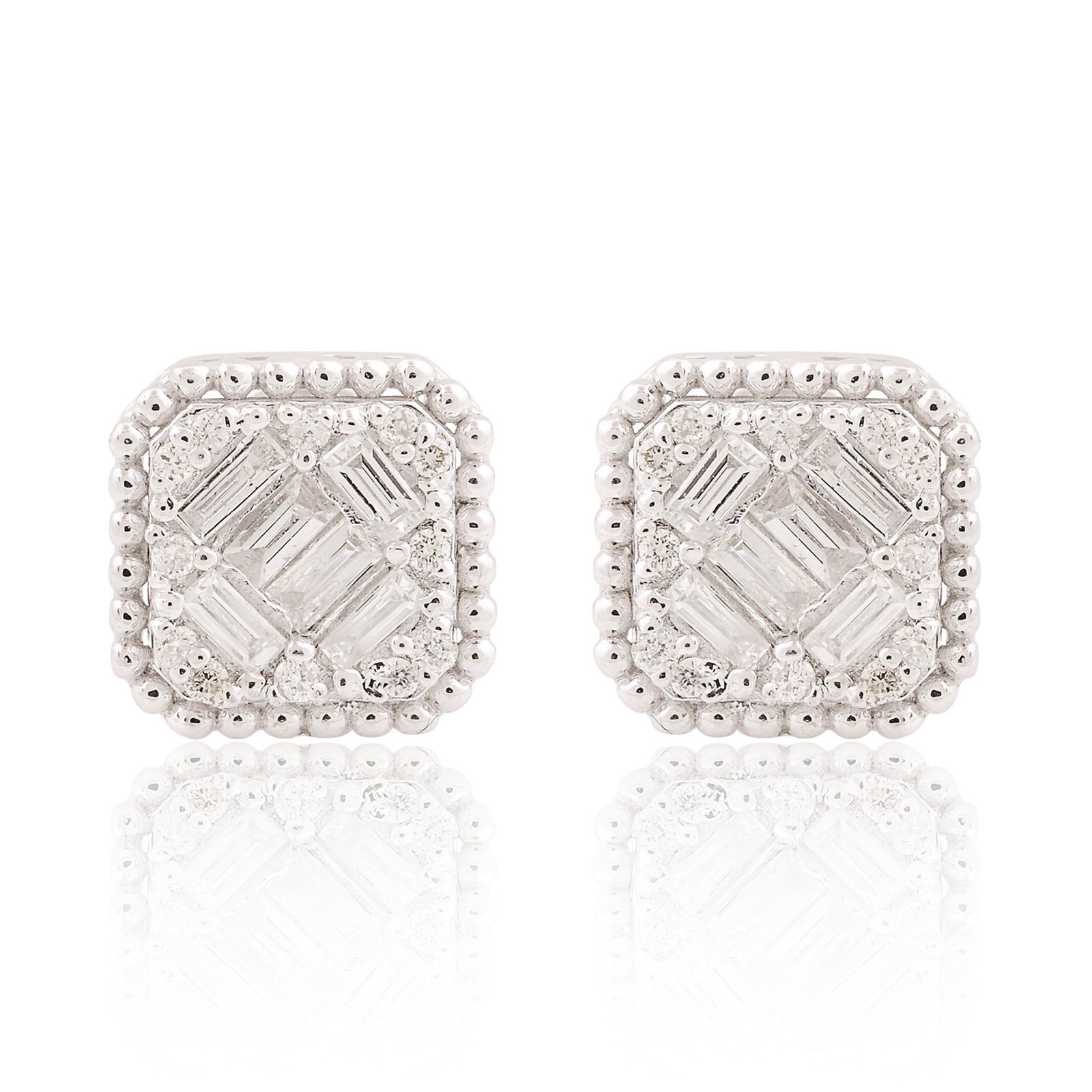 Natural H/Si Diamond 10k White Gold Earring Jewelry (1 of 4)