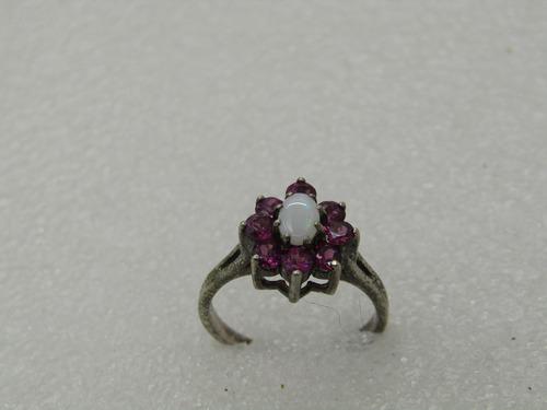 Vintage Sterling Opal Amethyst Halo Ring, Sz. 7 (1 of 10)