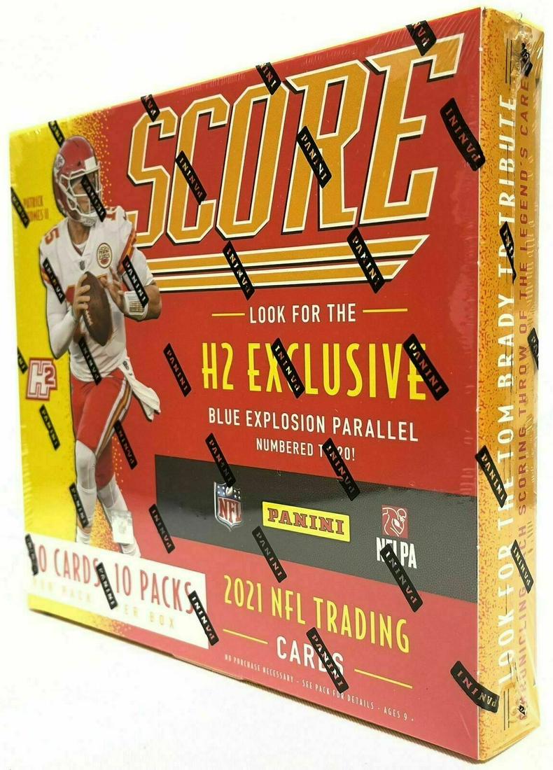 2021 Panini Score Football Hobby Box: Title: 2021 Panini Score Football Hobby Box Description: 2021 Panini Score Football Hobby Box Dimensions: 8”x8”x1” Reserve: $160.00 Shipping: Domestic: Flat-rate of $17.45 to anywher
