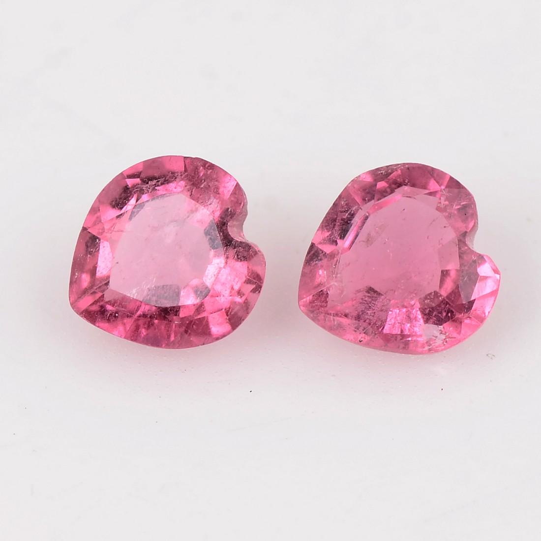 Heart Shape Pink Color 0.45 Carat Natural Tourmaline Loose Gemstone 2 Pieces (1 of 7)