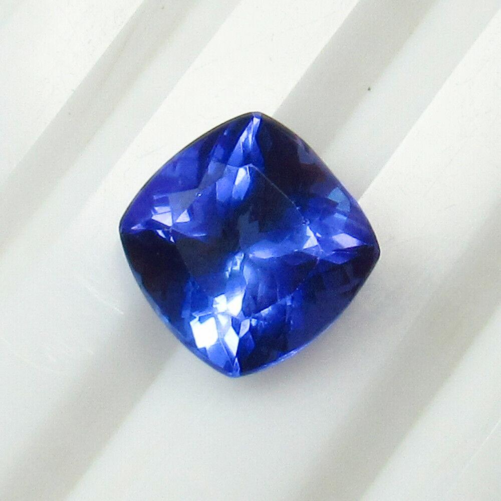 4.03 Ctw Natural Tanzanite Cushion Cut: Title: 4.03 Ctw Natural Tanzanite Cushion Cut Stone Clarity: VVS Gemstones: Tanzanite Carat Weights: 4.03 Size/Dimensions: 9.50 x 9.50 x 6.50 mm Additional Information: Top Quality Luster / Excellent 