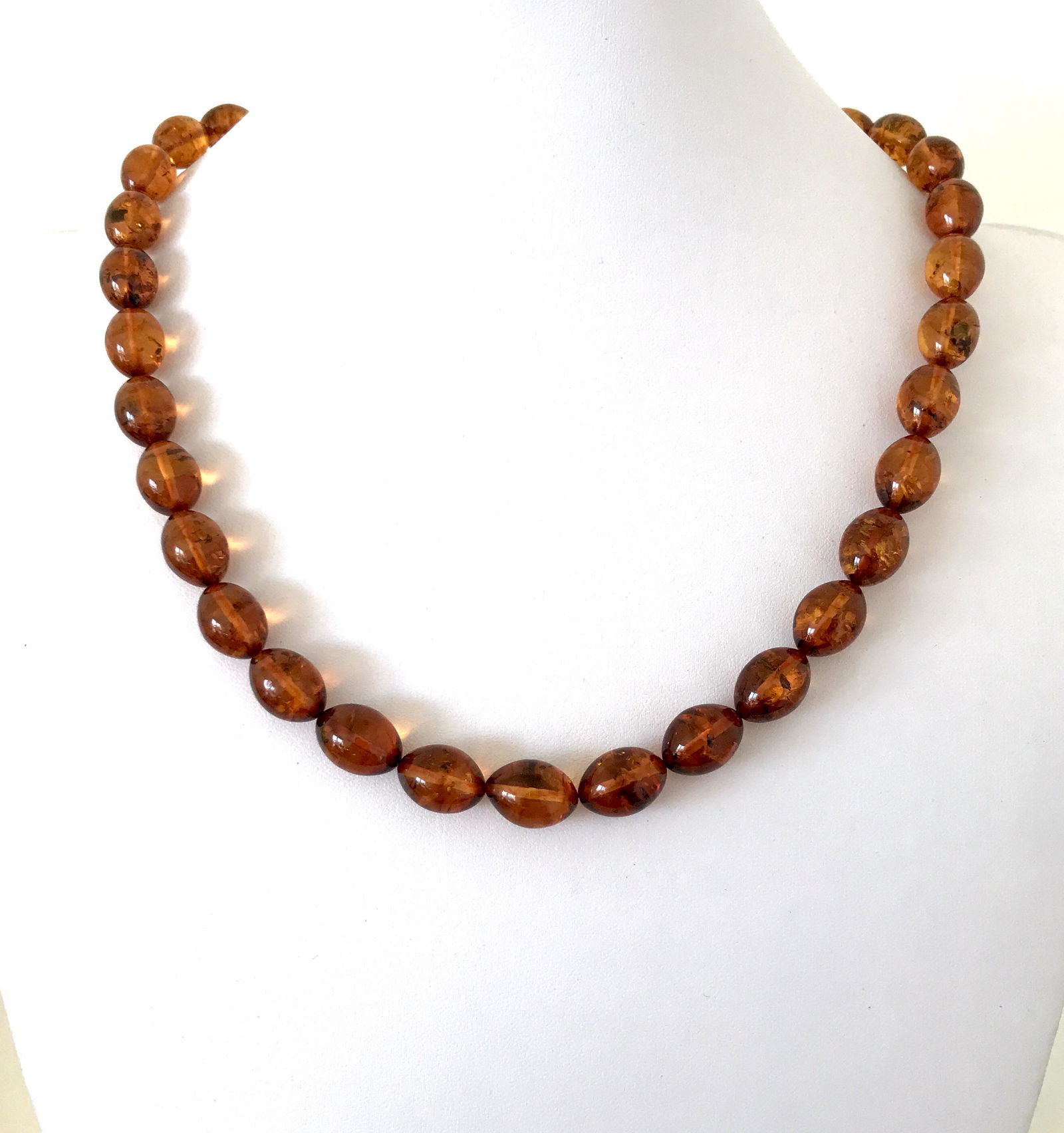 Astonishing Vintage Amber Necklace made from Olive shaped Amber beads (1 of 8)