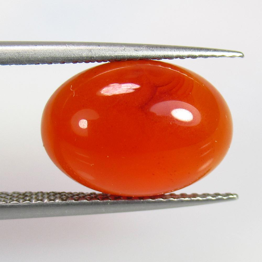 5.65 Ctw Natural Orange Carnelian Oval Cab: No Reserve! Title: 5.65 Ctw Natural Orange Carnelian Oval Cab Stone Clarity: Semi-Transparent Gemstones: Carnelian Carat Weights: 5.65 Size/Dimensions: 14.10 x 10.00 x 5.50 mm. Additional Information: