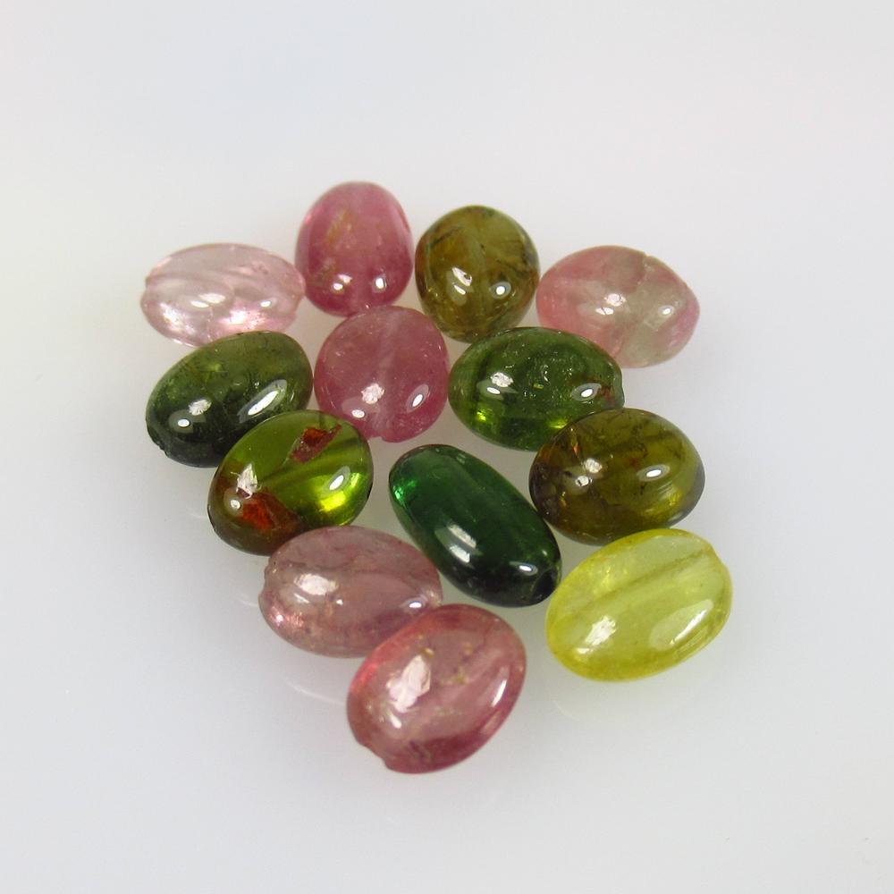 10.24 Ctw Natural 13 Drilled Multicolor Tourmaline Dumble Beads: No Reserve! Title: 10.24 Ctw Natural 13 Drilled Multicolor Tourmaline Dumble Beads Stone Clarity: Semi-Transparent Gemstones: Tourmaline Beads Carat Weights: 10.24 Size/Dimensions: 6.2x4.8 to 7.3x4.8 