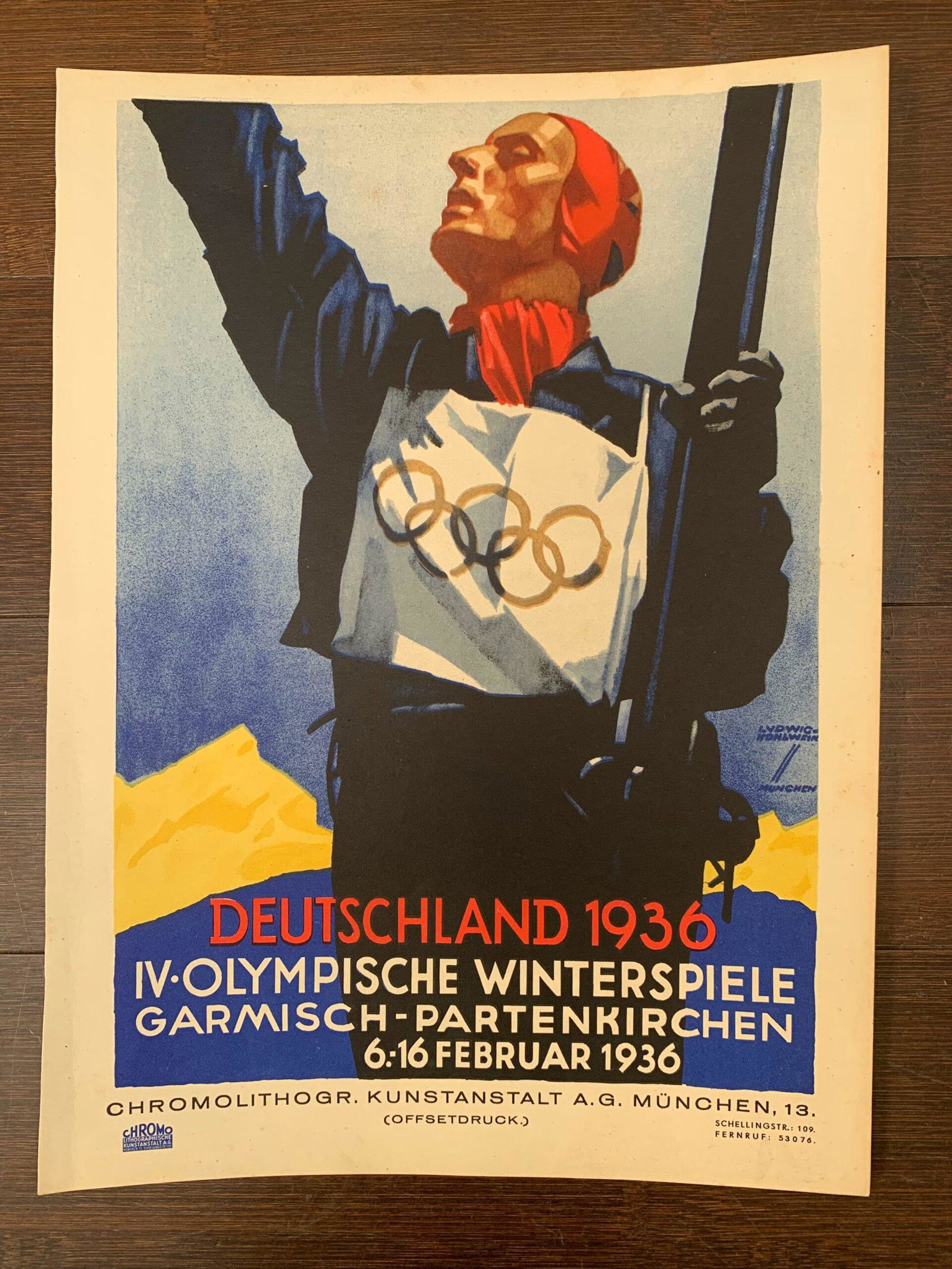 Deutschland Olympics - Art by Ludwig Hohlwein (1936) 8" x 12" German Poster LB (1 of 3)