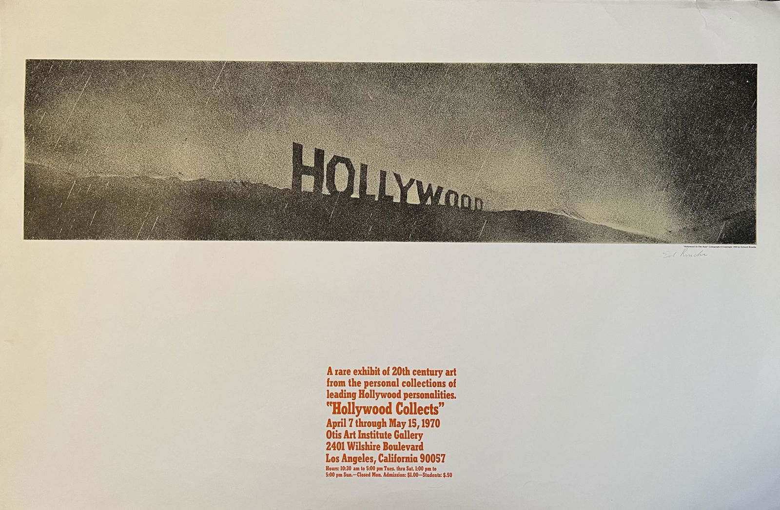 Ed Ruscha "Hollywood In The Rain" 1969 Original (1 of 5)