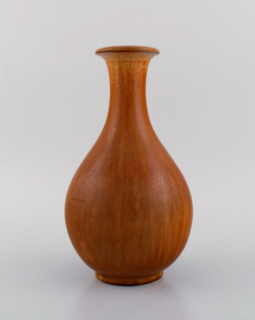 Gunnar Nylund for Rörstrand. Vase in glazed ceramics. Beautiful glaze in light brown shades. (1 of 7)