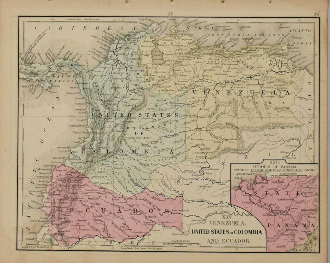 1869 Mitchell Map of the Northern and [verso] Western Portions of South America -- XXV Venezuela, (1 of 2)