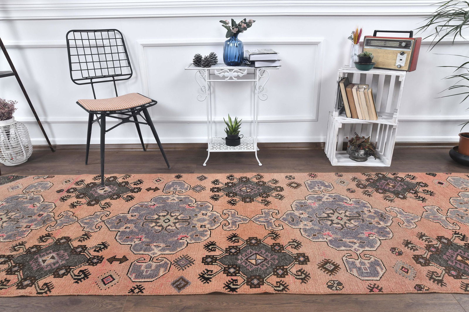 3x12 Oushak Antique Wool Rug: Title: 3x12 Oushak Antique Wool Rug Date/Period: 1960 - 1970 Origin: Turkey Dimension: Length: 11.7 feet Width: 3.4 feet Materials: Wool and Cotton Provenance: This Turkish one-of-a-kind Vintage Rug i