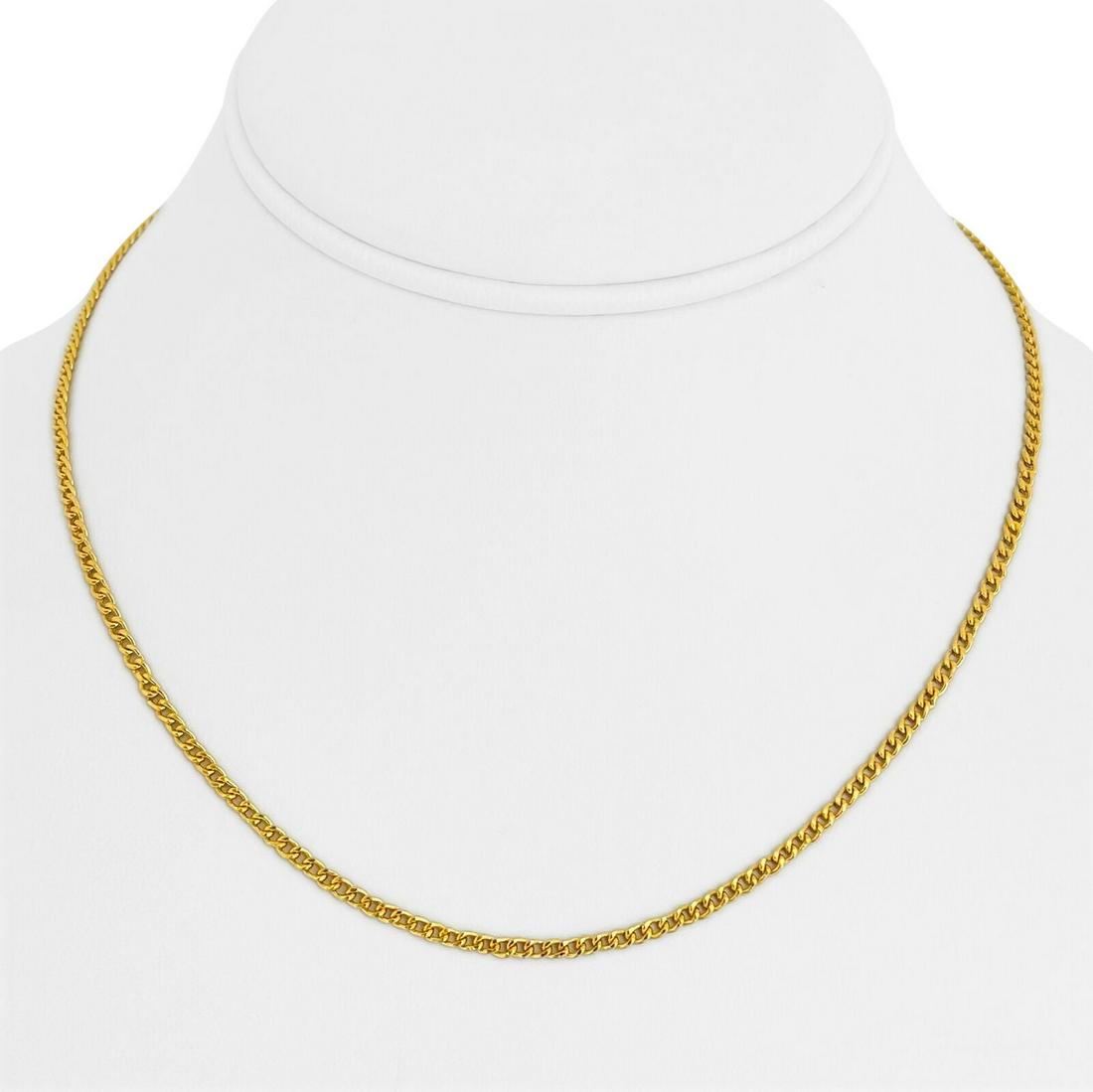 24k Pure Yellow Gold 12g Solid Thin 2.5mm Ladies Curb Link Chain Necklace 16.5": Condition: Excellent Condition, Professionally Cleaned and Polished Metal: 24k Gold (Marked, and Professionally Tested) Weight: 12g Length: 16.5 Inches Width: 2.5mm Closure: Hook Markings: "999" (24k)