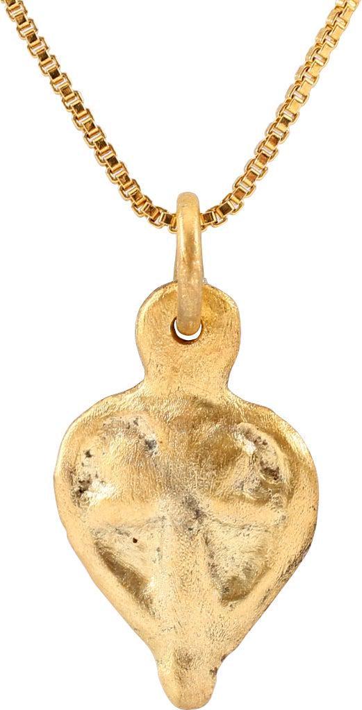VIKING HEART PENDANT, 900 AD: Early example of the fully evolved form. domed form with concave back made by the open face mold technique. The cusped top heart indicative of a full transition from the naturalistic form which was us