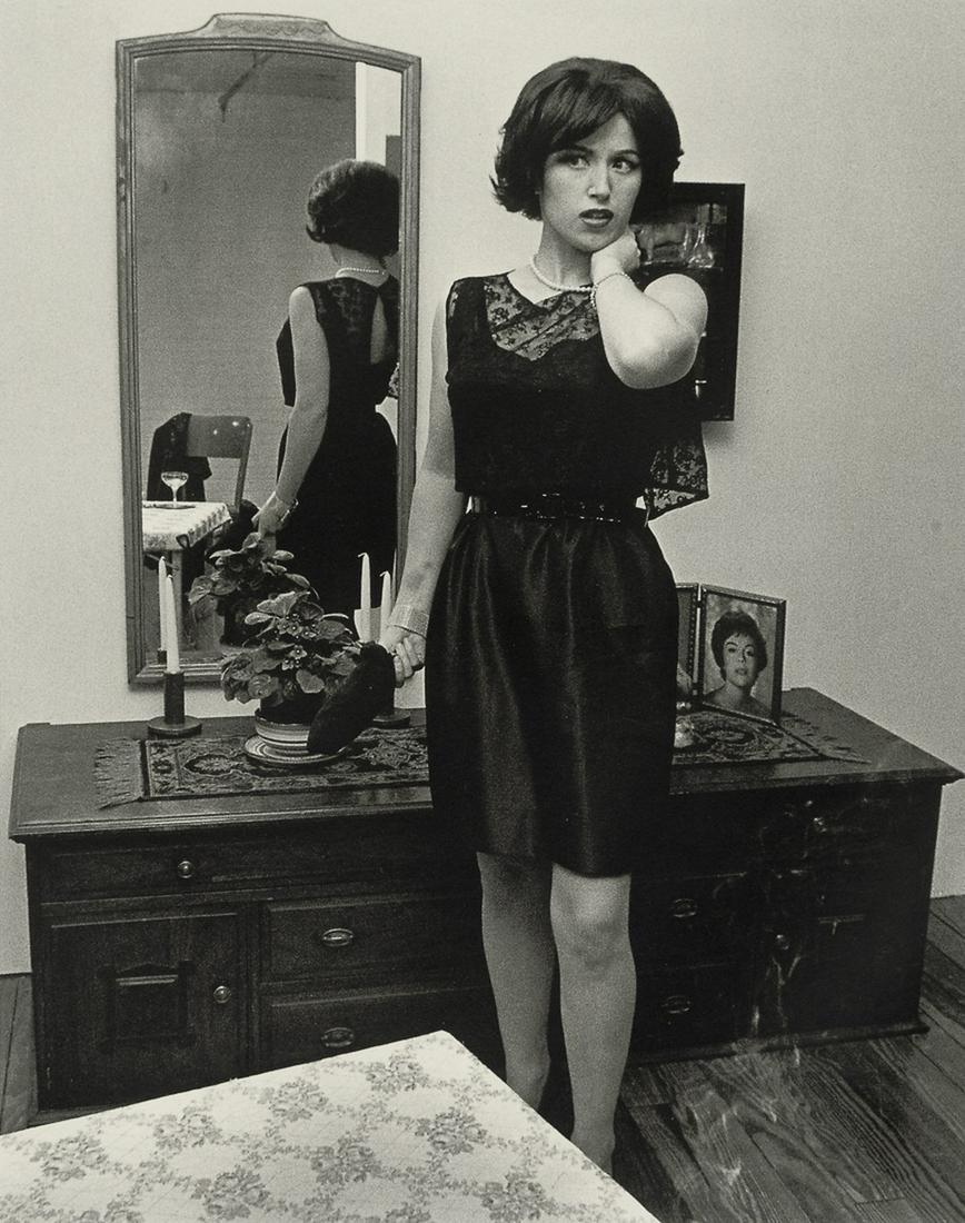 CINDY SHERMAN - Untitled Film Still #14, 1978: Artist: Cindy Sherman Title: Untitled Film Still #14, 1978 Medium: Photo Litho, 2011, Italy Dimensions: 6.2x7.85" Description: Heat Wax Mounted on 8.5x11" Conservation Board Artist Bio: Cindy Sherman 