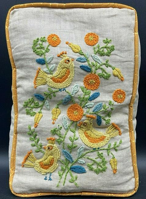 Vintage 1960-70s Handmade Needlepoint Throw Pillow: Title: Vintage 1960-70s Handmade Needlepoint Throw Pillow Date/Period: APPROX 1960-70'S Dimension: APPROX: 12 X 8 X 3 Materials: MIXED MATERIALS Additional Information: Vintage 1970s Handmade Needlepo