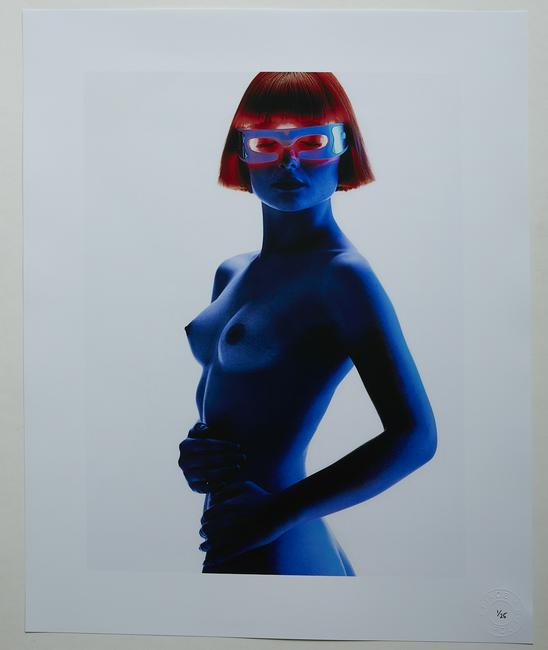 "Electric Blue Android" (2018) (1/25): Title: "Electric Blue Android" (2018) (1/25) Date: 2018 Medium: Fuji Crystal Archive C-type print (satin) Dimensions: 20" x 16" Description: A sci-fi fantasy featuring an 'age reducing' device emittin