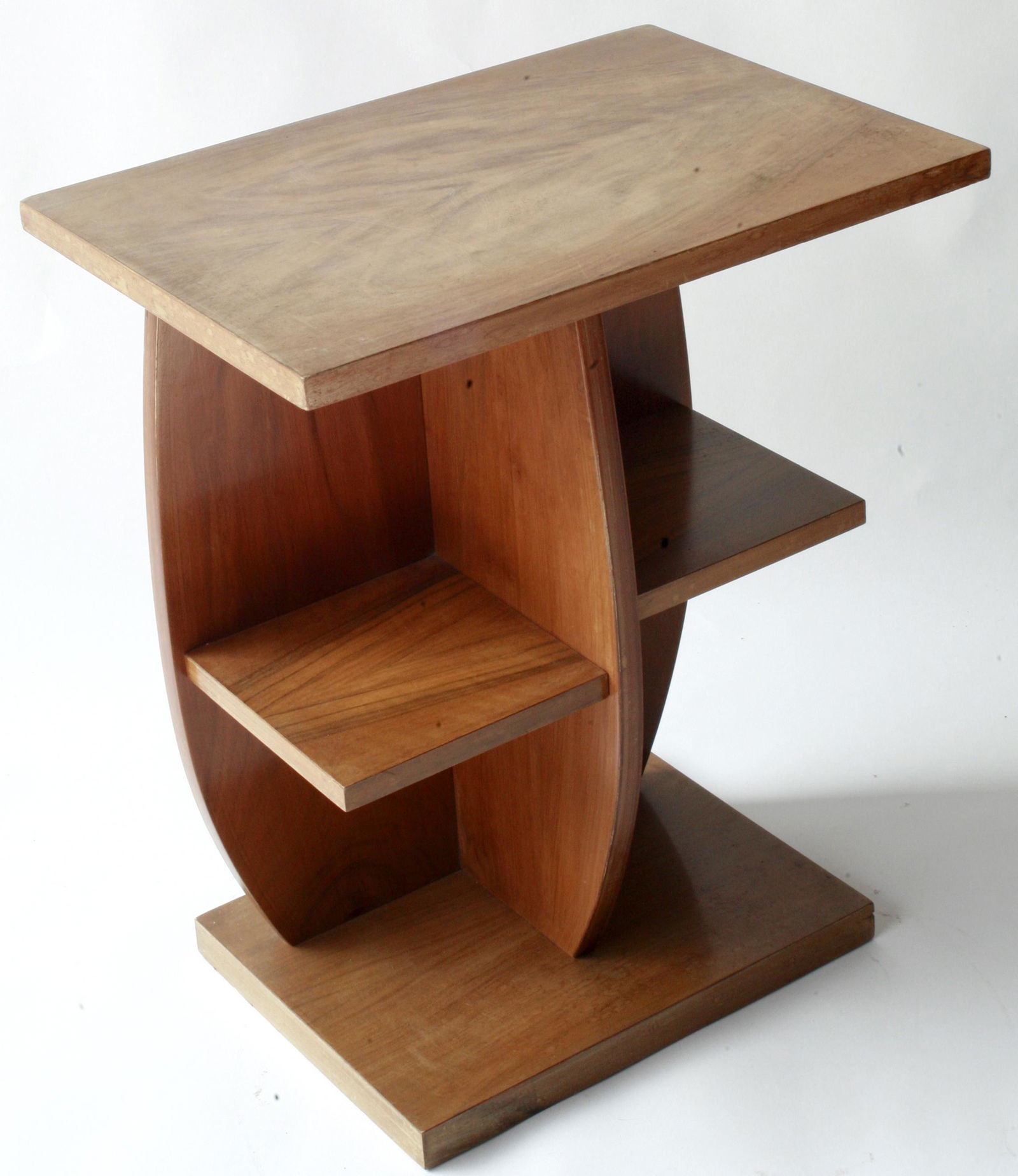 1930 FRENCH ART DECO CUBIST SIDE TABLE flamed walnut (1 of 3)