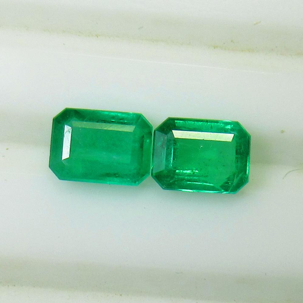 2.25 Ct Natural Zambian Emerald Octagon Pair (1 of 4)
