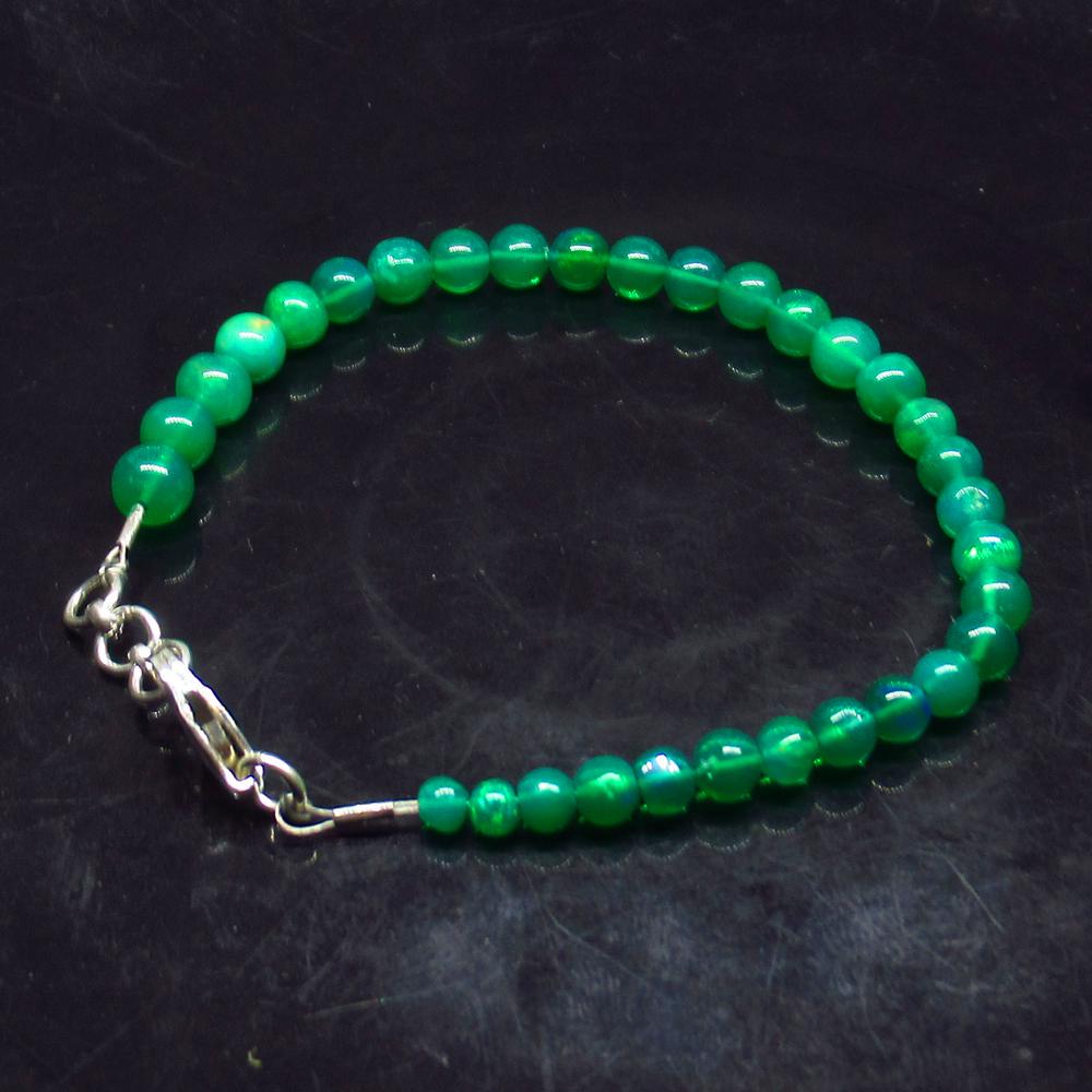 21.86 Ct 925 Silver 31 Black Fire Opal Beads Bracelet (1 of 3)